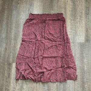 LOFT Pink and Black Polka Dot A-Line Skirt